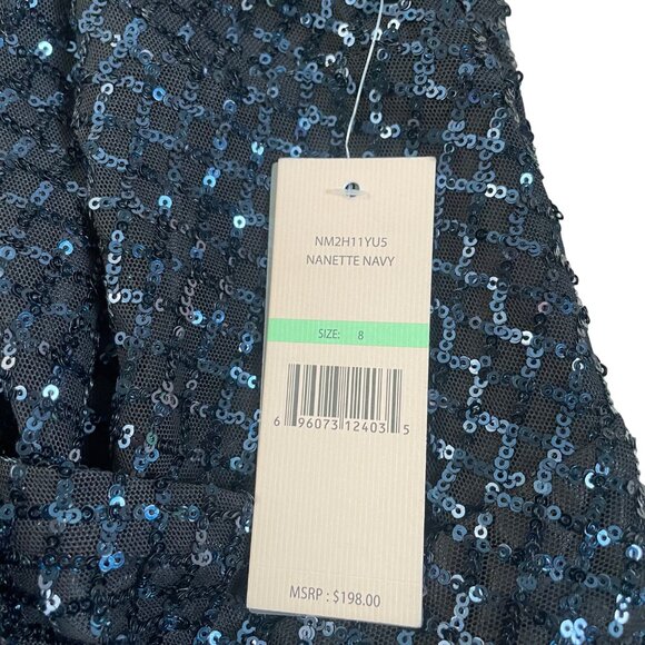 Nanette Lepore Navy Sequin Sleeveless Dress Size 8 NWT - Picture 3 of 8